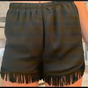High waisted fringe shorts